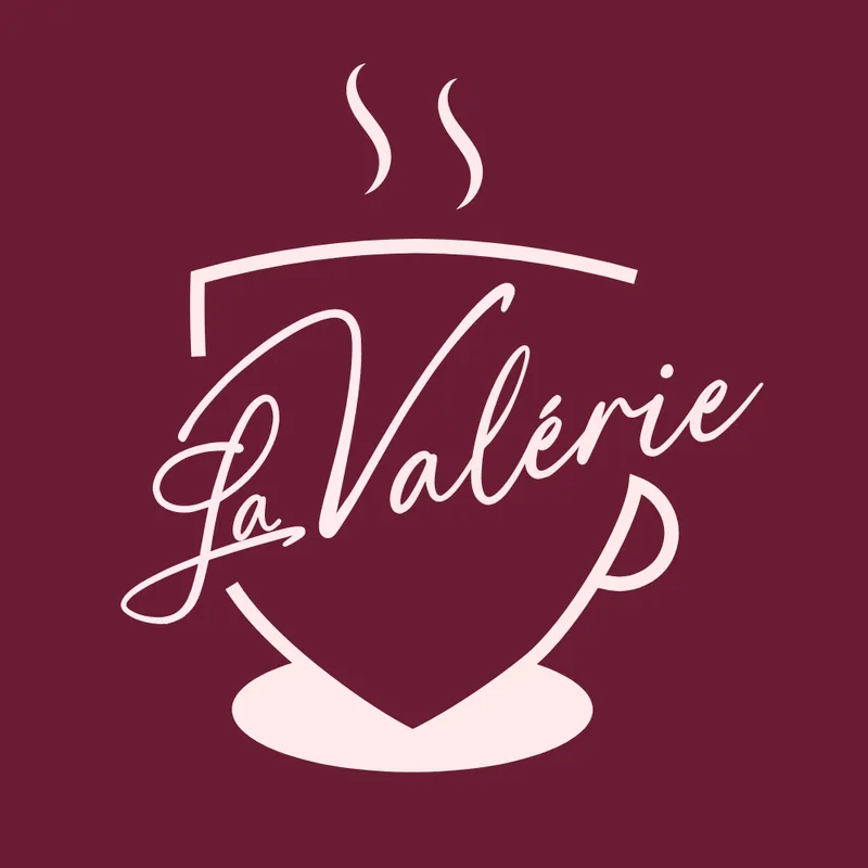 Logo van LaValérie: een koffiekop met de naam in sierlijk handschrift